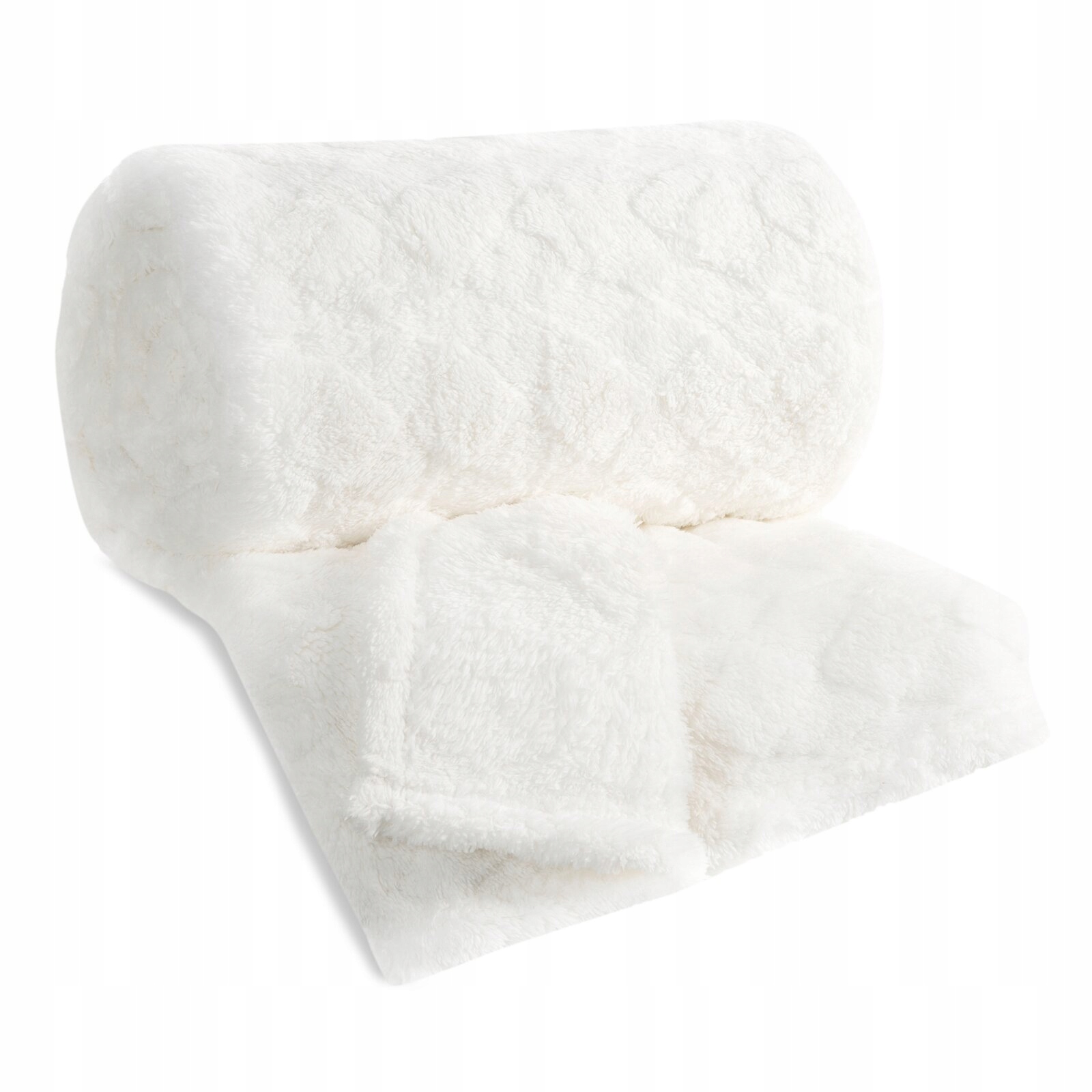 Koc narzuta 70x160 gruby mięciutki puszysty kremowy - obrazek 7