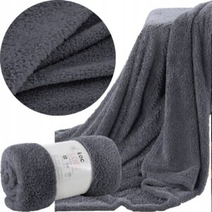 Mięciutki koc narzuta 150 cm x 200 cm stalowy typ flano prezent