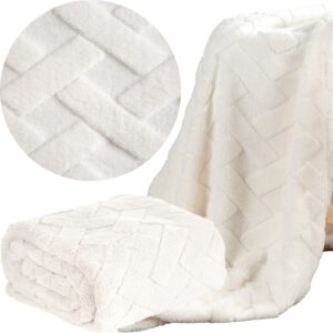 Koc narzuta 170x210 kremowy gruby mięciutki puszysty