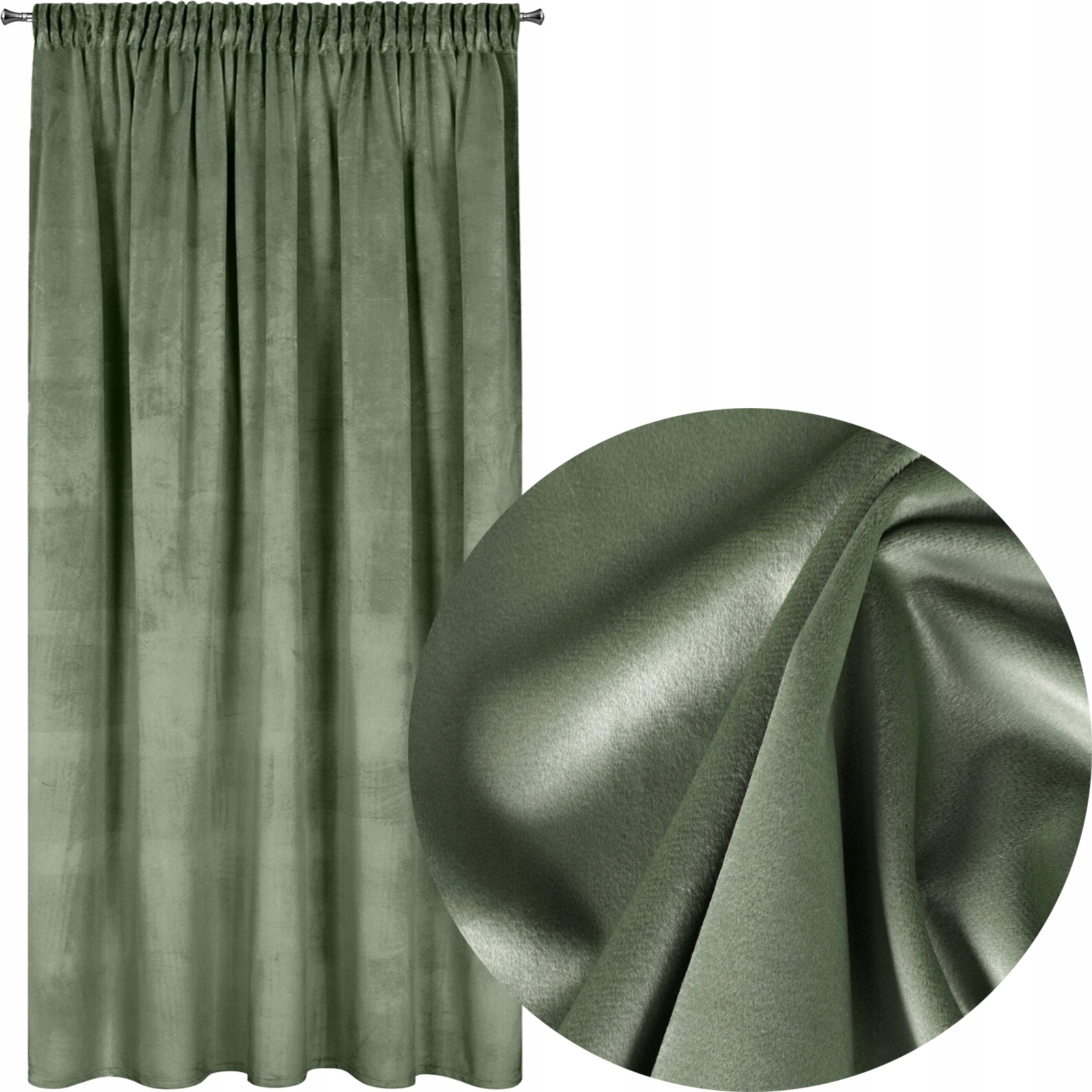 Nowoczesna zasłona welwetowa w taśmę 140x270 oliwka - obrazek 4