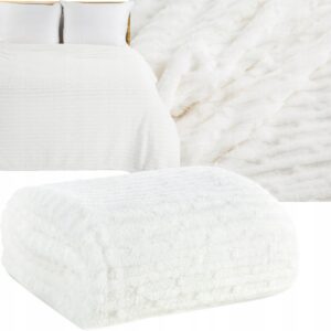Mięciutki koc narzuta 150 cm x 200 cm BIAŁY