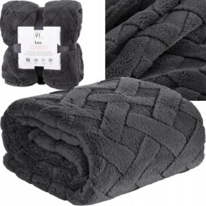 Koc narzuta 70x160 Caro stalowy z mikrofibry