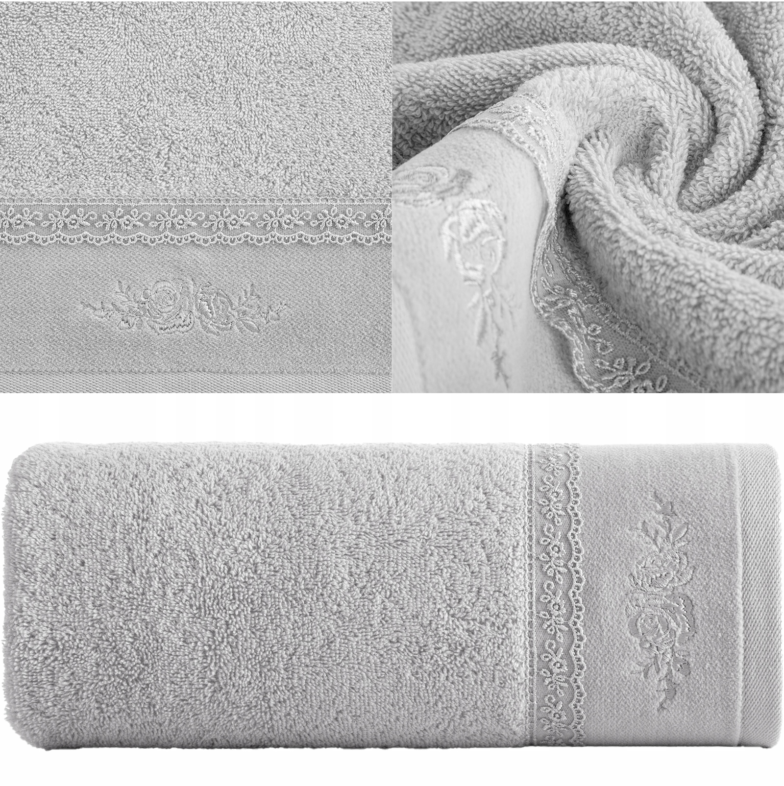Piękny mięciutki ręcznik kąpielowy bawełna 50x90 srebrny prezent - obrazek 9