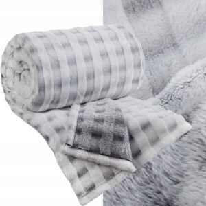 Koc narzuta 70x160 gruby mięciutki puszysty stalowy