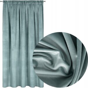 Nowoczesna zasłona welwetowa w taśmę 140x270 szałwia KOLORY