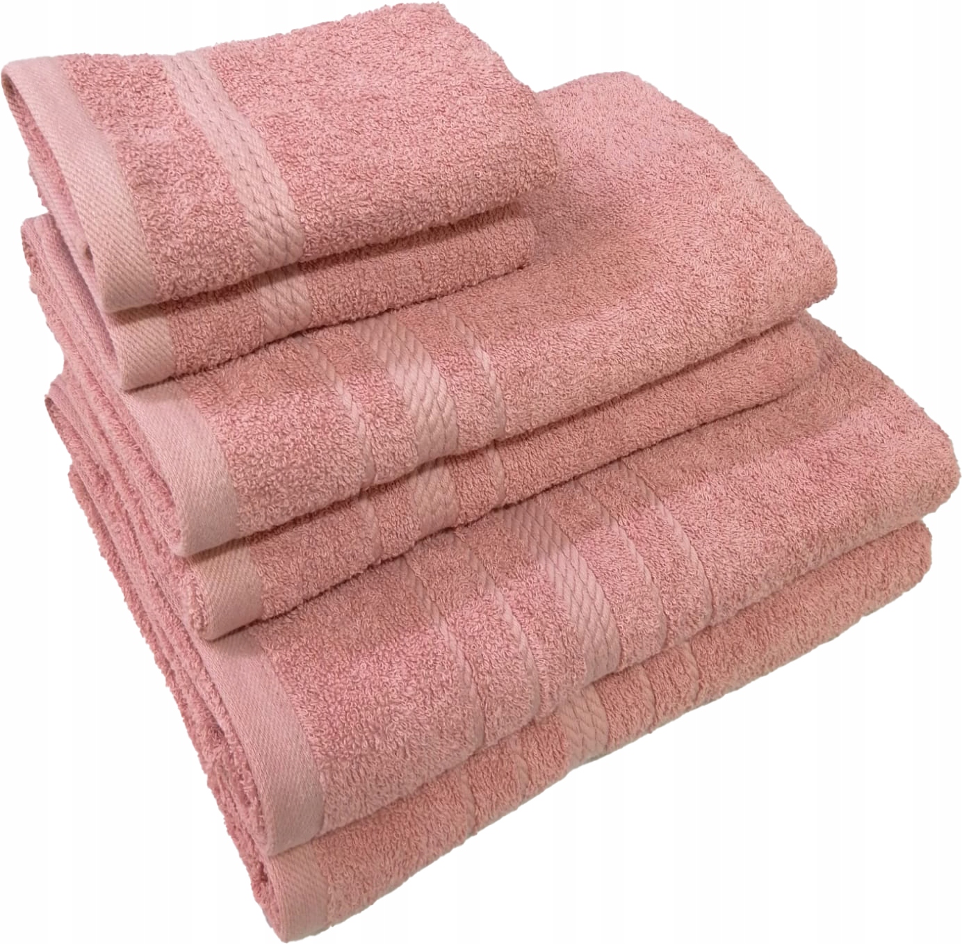 Ręcznik 2 x 30x50 + 2 x 50x90 + 2 x 70x140 450g komplet różowy - obrazek 3