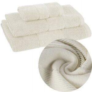 Ręcznik kąpielowy bawełna miękki chłonny krem zestaw 3 szt prezent