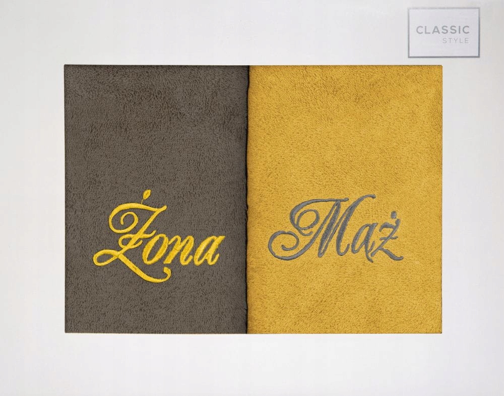 Komplet ręczników prezent 2 szt 50x90 Mąż Żona - obrazek 4