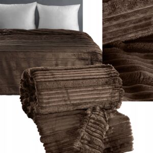 Narzuta koc gruby mięciutki 200 cm x 220 cm brązowy