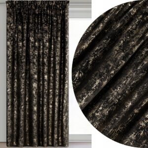 Zasłona 140X270 czarna welwetowa z nadrukiem taśma