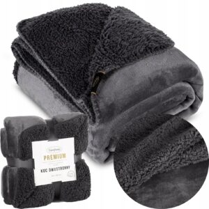 Prezent Koc narzuta dwustronny PREMIUM 70 x 160cm STALOWY