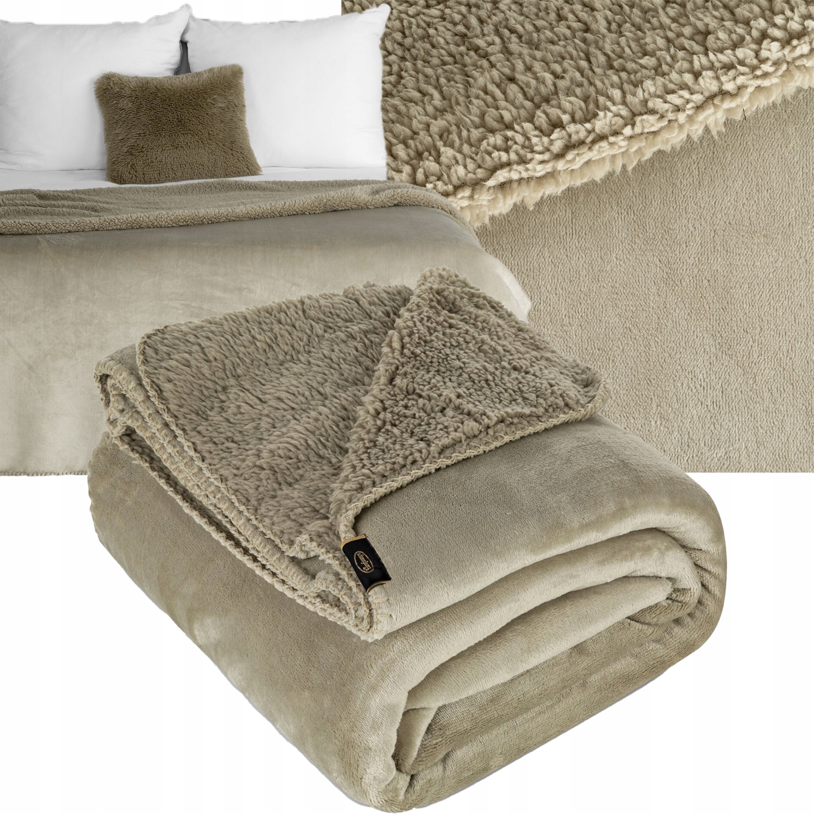 Koc narzuta dwustronny PREMIUM 200 x 220cm beż - obrazek 7