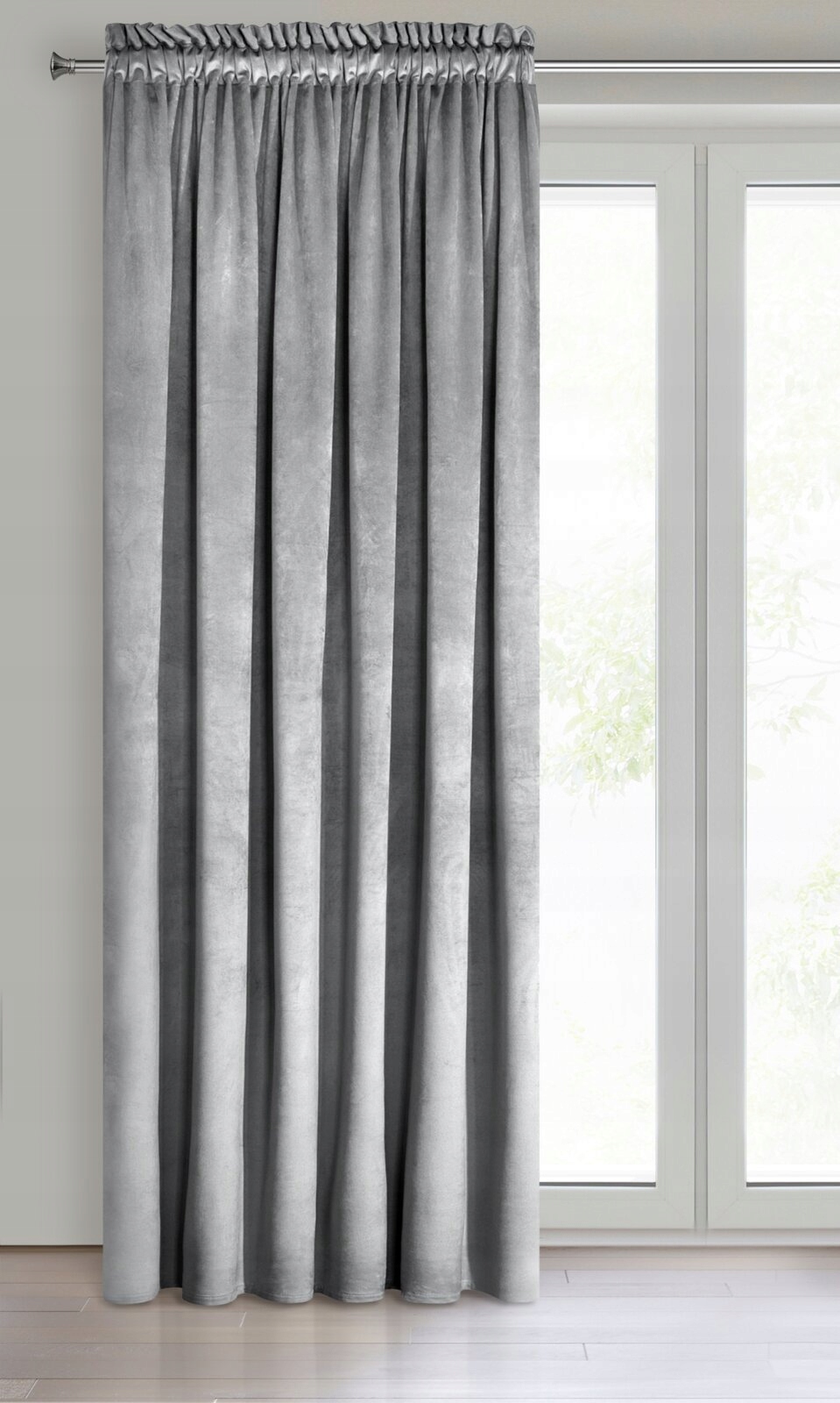 Mięciutka zasłona welwetowa taśma 140x270 srebrny - obrazek 7