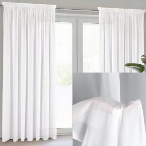Firana gotowa biała 140x270 taśma szyfon bez prasowania