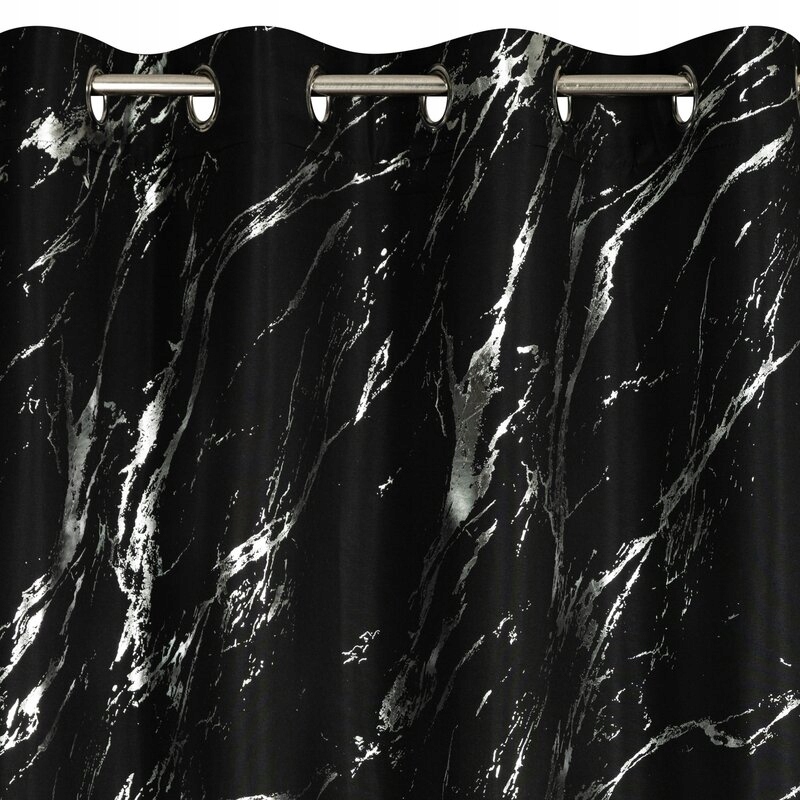 Zasłona 140X250 czarna lekka z srebrnym nadrukiem przelotka - obrazek 14