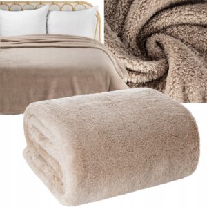 Koc narzuta mięciutki gruby 150 cm x 200 cm beżowy