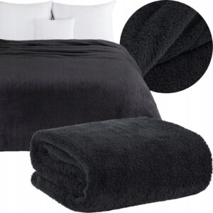 Mięciutki koc narzuta 200x220 czarny