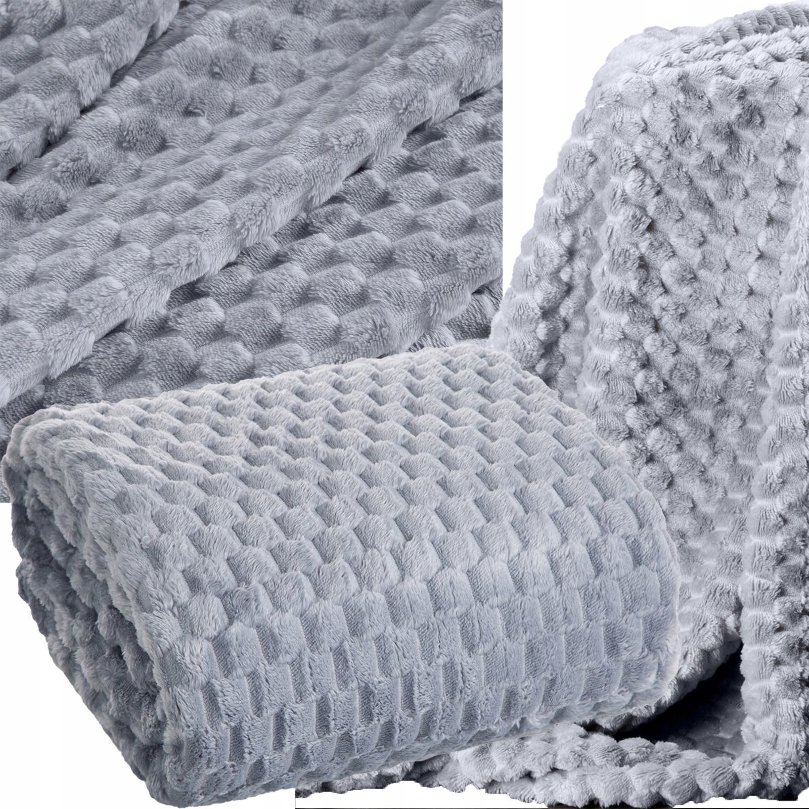 Koc narzuta 170 cm x 210 cm bardzo miękki w dotyku z efektem 3d beż - obrazek 13