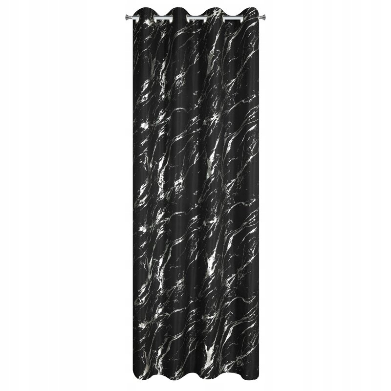 Zasłona 140X250 czarna lekka z srebrnym nadrukiem przelotka - obrazek 12
