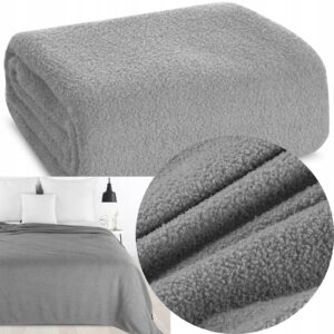 Mięciutki koc narzuta na fotel na kanapę 150 cm x 200 srebrny