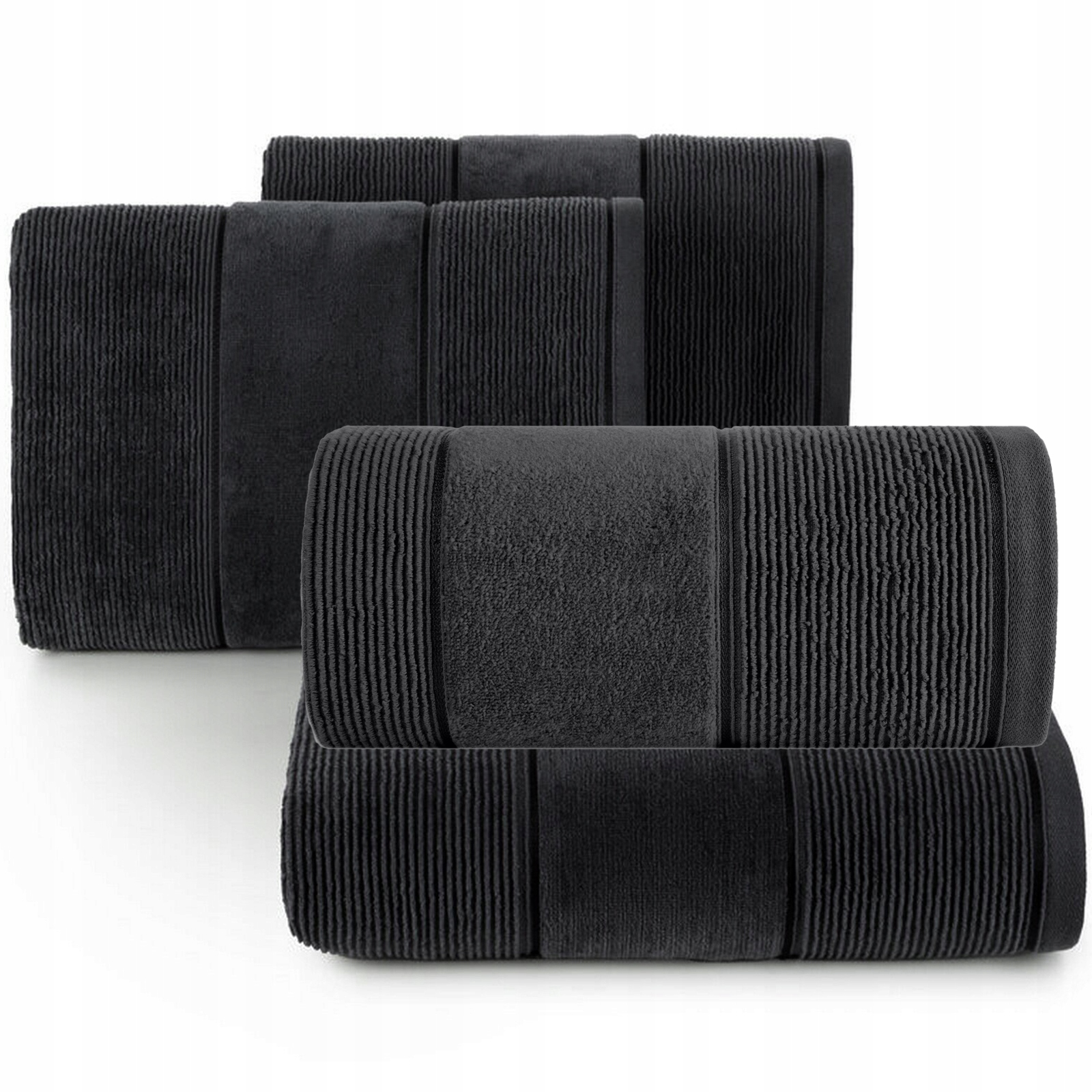 Ręcznik kąpielowy bawełna miękki chłonny czarny zestaw 4 szt prezent - obrazek 4
