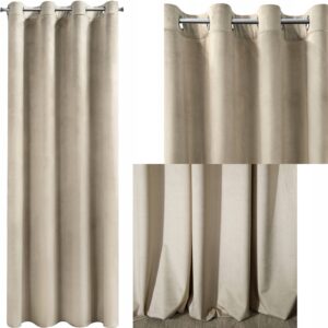 Mięciutka zasłona welwetowa kółka 140x250 j.beż