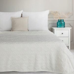 Mięciutki koc warkocz 150 cm x 200 gruby 260GSM biały