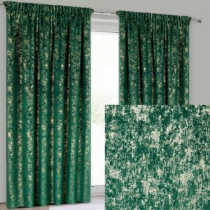 Nowoczesna Zasłona welwetowa 140X270 zielona z delikatnym nadrukiem
