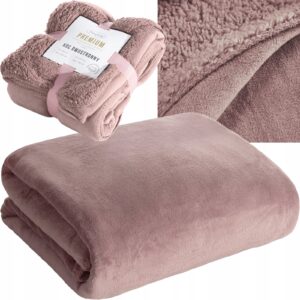 Mięciutki koc narzuta dwustronny 200 cm x 220 cm odcienie różowego