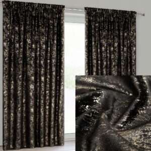 Nowoczesna Zasłona welwetowa 140X270 czarna z delikatnym nadrukiem