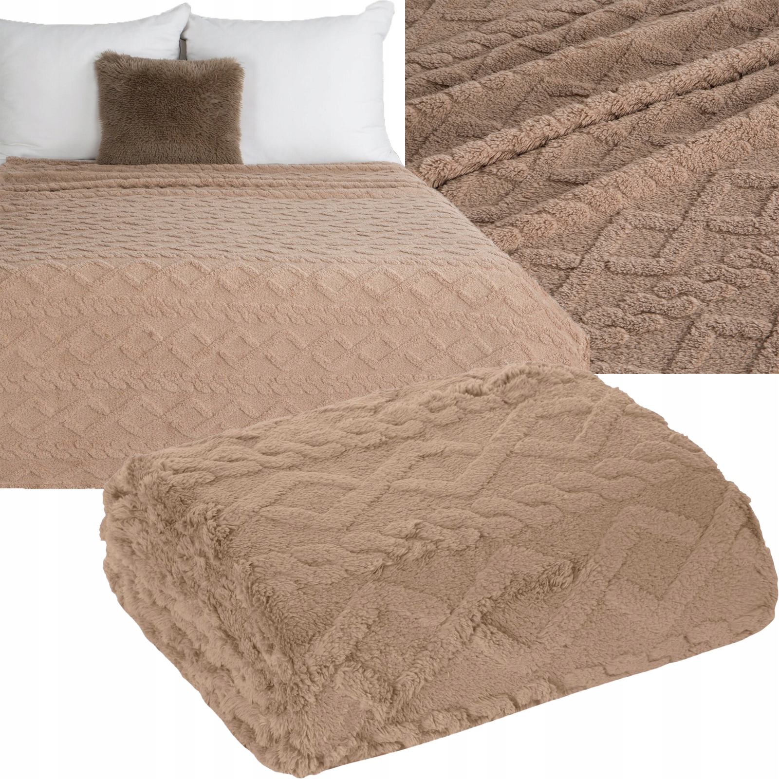 Prezent Mięciutki koc narzuta 200 cm x 220 gruby 260GSM beż - obrazek 6