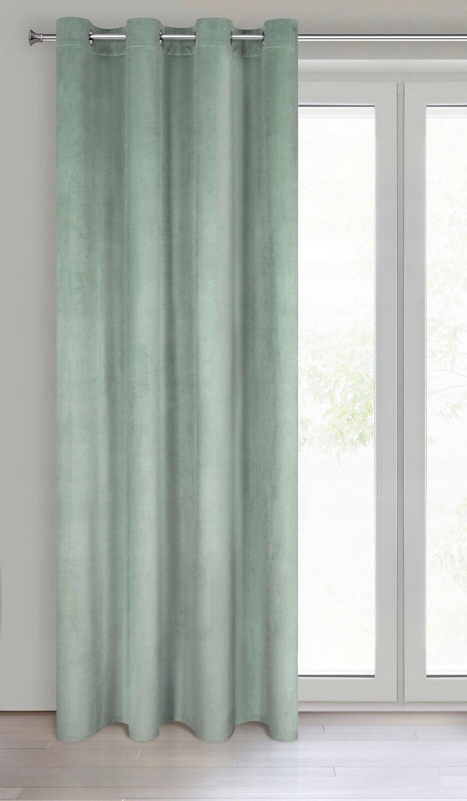 Mięciutka zasłona welwetowa kółka 140x250 j.mięta - obrazek 11