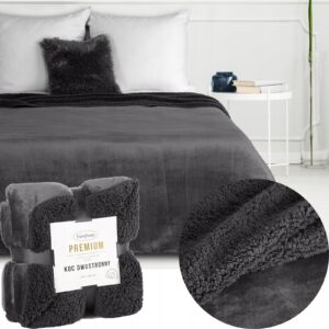 Prezent Koc narzuta dwustronny PREMIUM 200 x 220cm STALOWY
