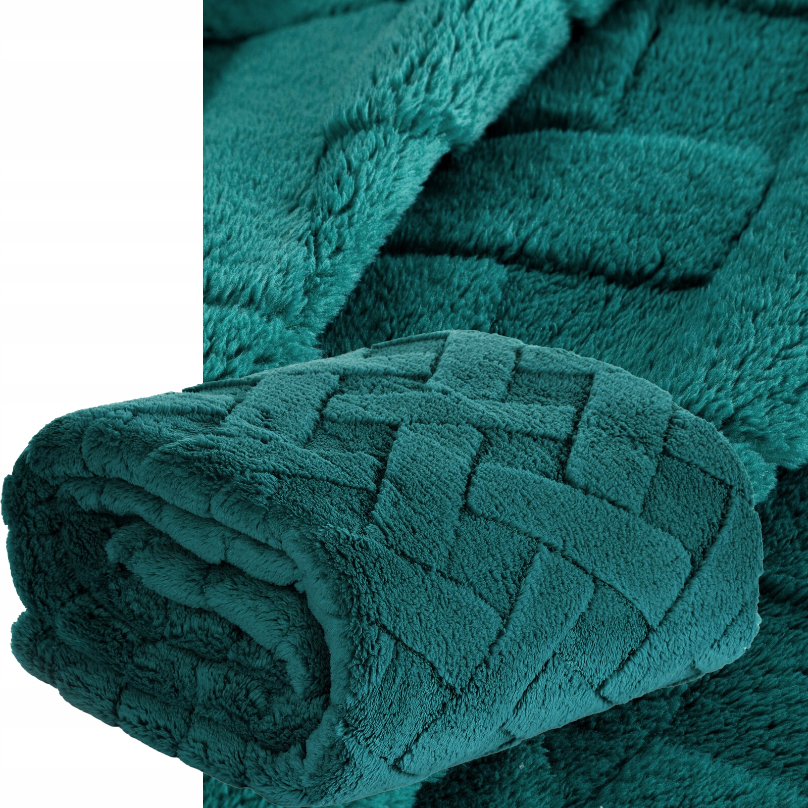 Koc narzuta 170x210 c.zielony gruby mięciutki puszysty - obrazek 7