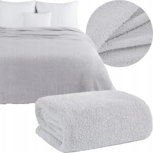 Mięciutki koc narzuta 200x220 srebrny