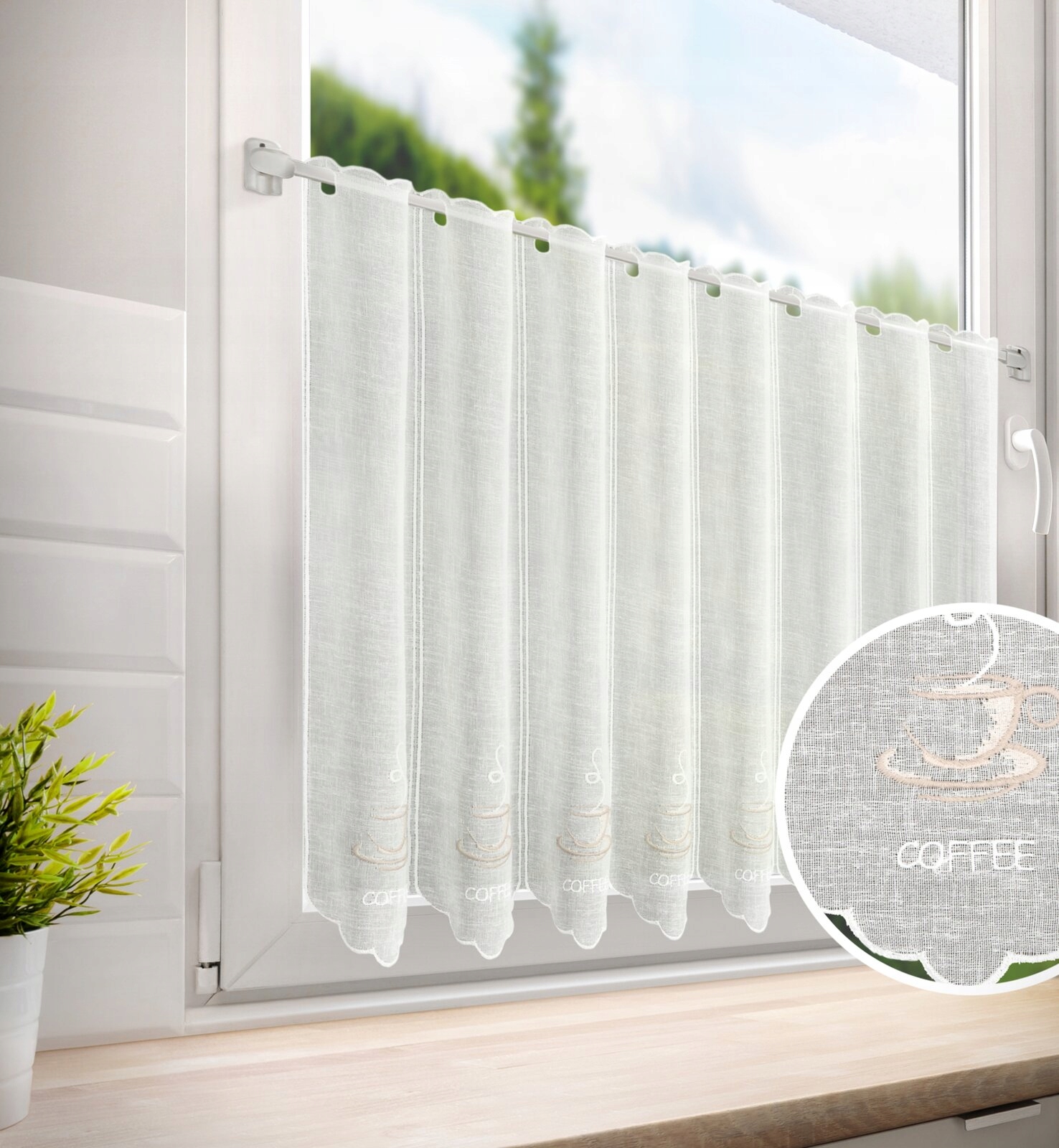 FIRANA DO KUCHNI KOLOR NATURA+BEŻ HAFT WYS 60 CM ZAZDROSTKA - obrazek 8