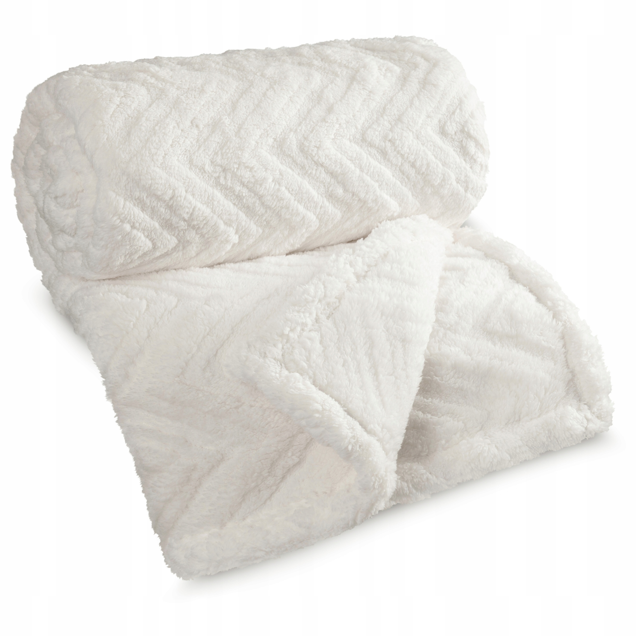 Koc narzuta 200x220 gruby mięciutki puszysty jodełka kremowy - obrazek 9