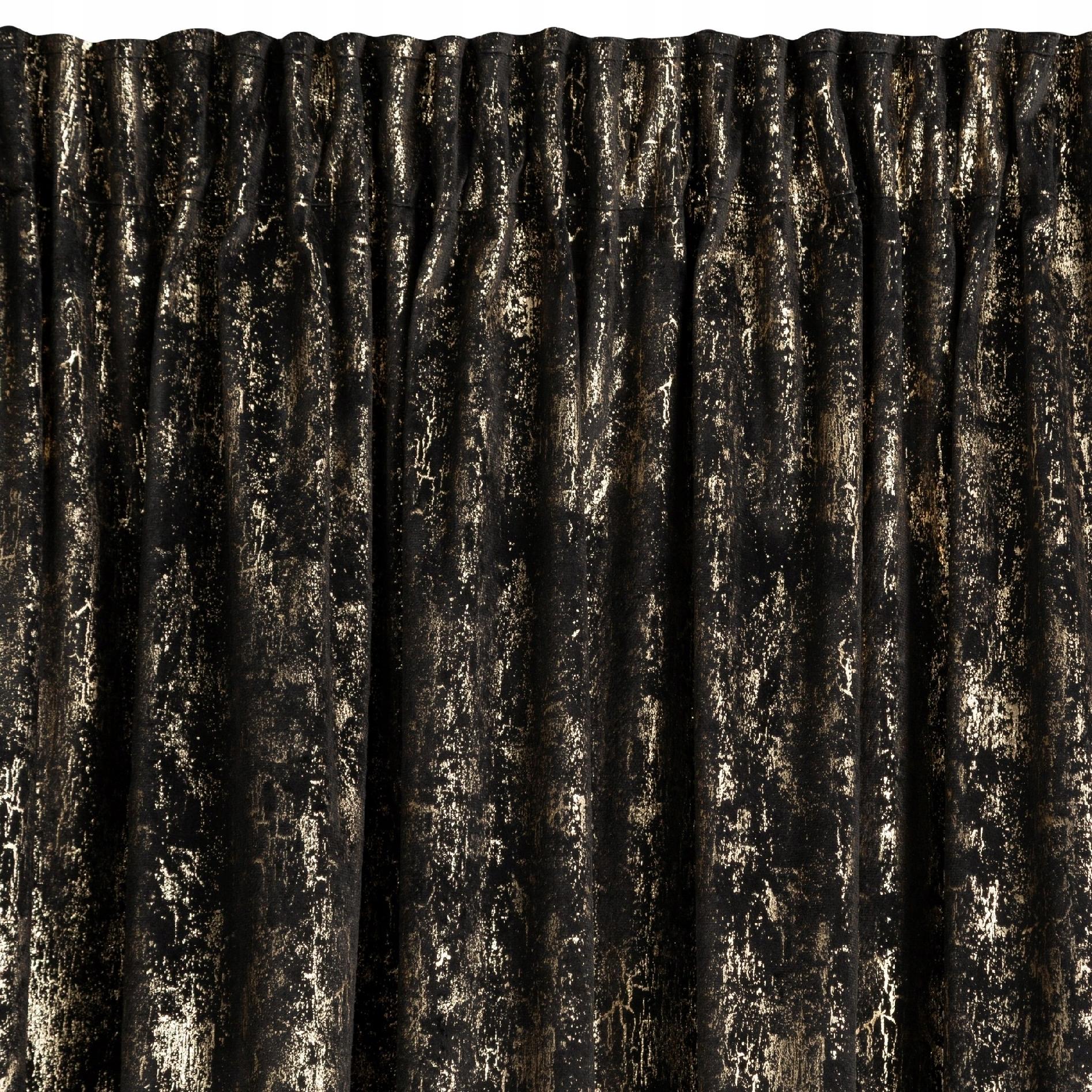 Nowoczesna Zasłona welwetowa 140X270 czarna z delikatnym nadrukiem - obrazek 4