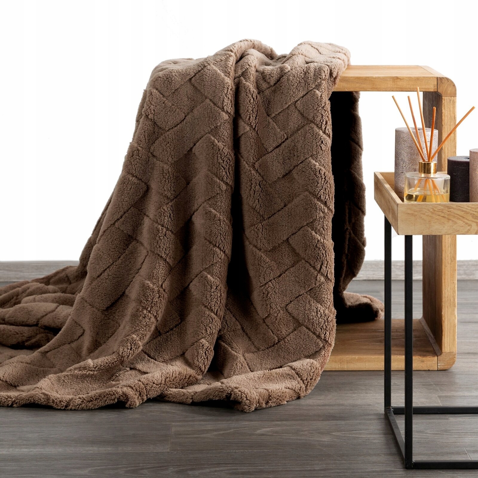 Koc narzuta 170x210 c.brąz gruby mięciutki puszysty - obrazek 8