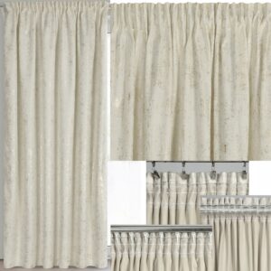 Zasłona 140X270 kremowa welwetowa z nadrukiem taśma