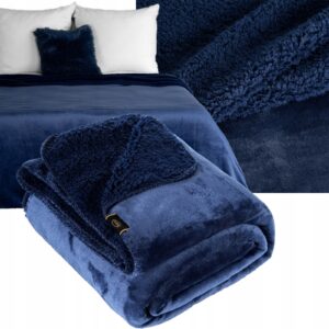 Koc narzuta dwustronny PREMIUM 200 x 220cm granatowy