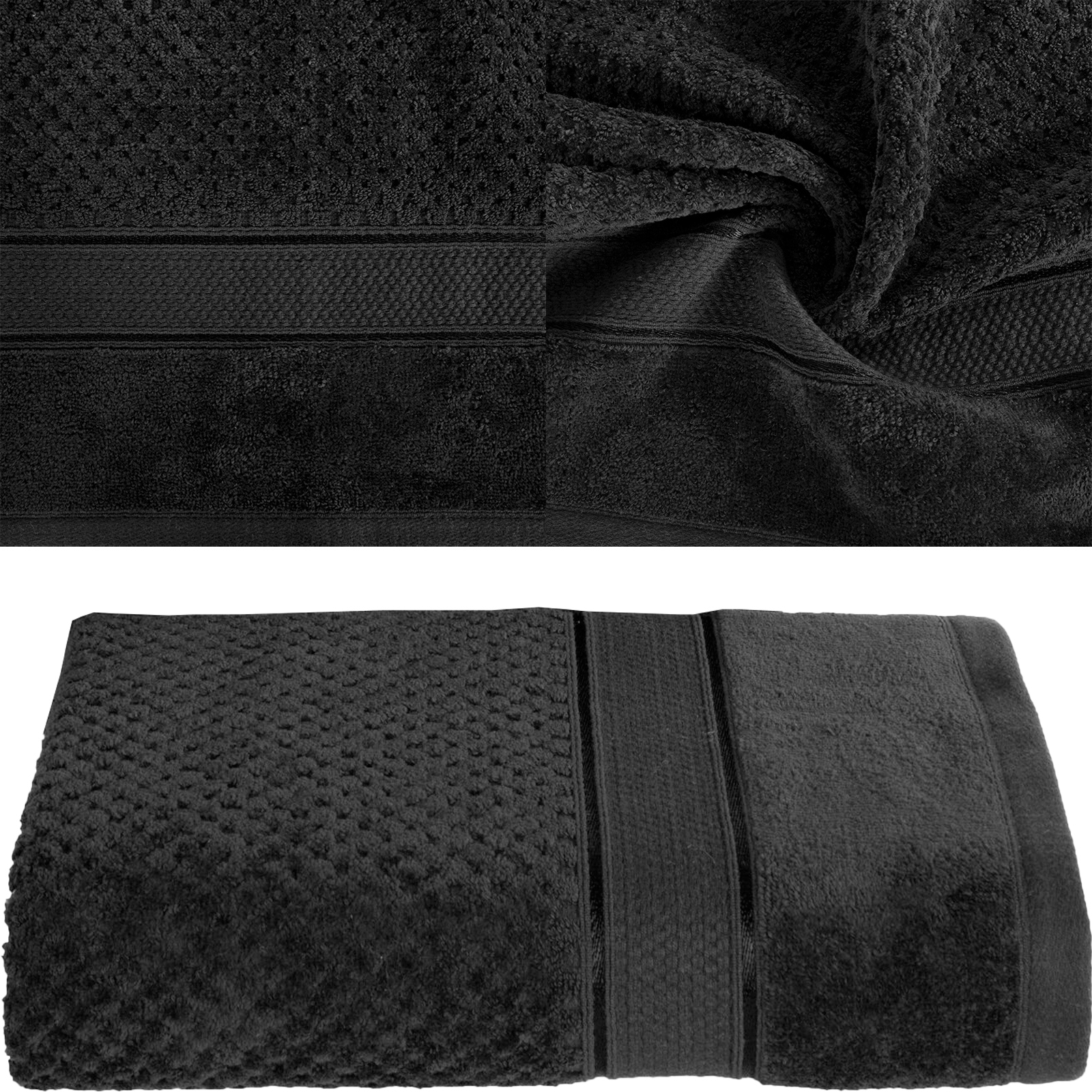 RĘCZNIK Z NATURALNEJ BAWEŁNY 70X140 CZARNY - obrazek 4