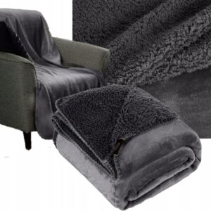 Koc narzuta dwustronny PREMIUM 70 x 160 cm stalowy