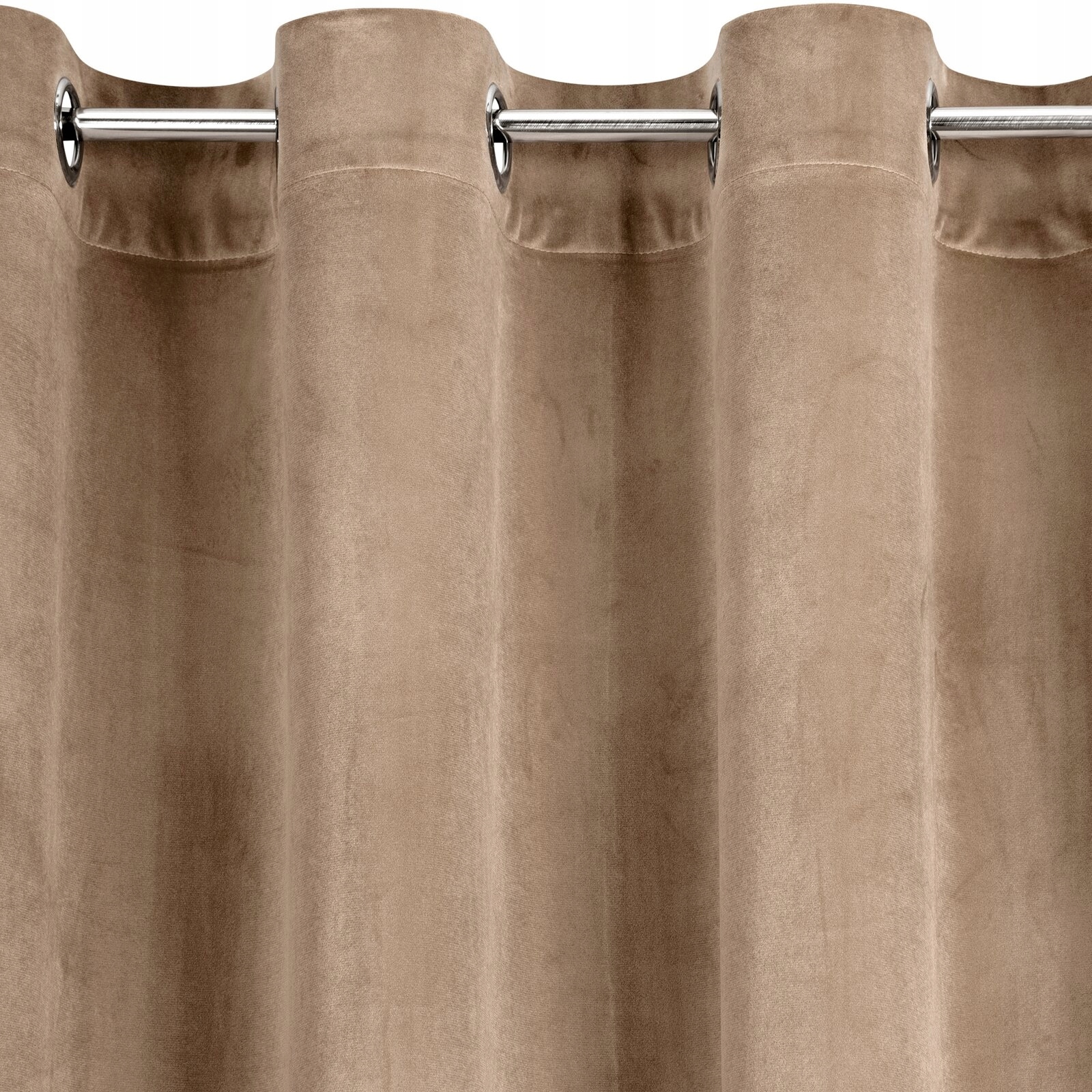 Mięciutka zasłona welwetowa kółka 140x250 ciemny beż - obrazek 14