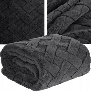 Koc narzuta 150x200 stalowy gruby mięciutki puszysty