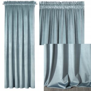 Mięciutka zasłona welwetowa taśma 140x270 morski