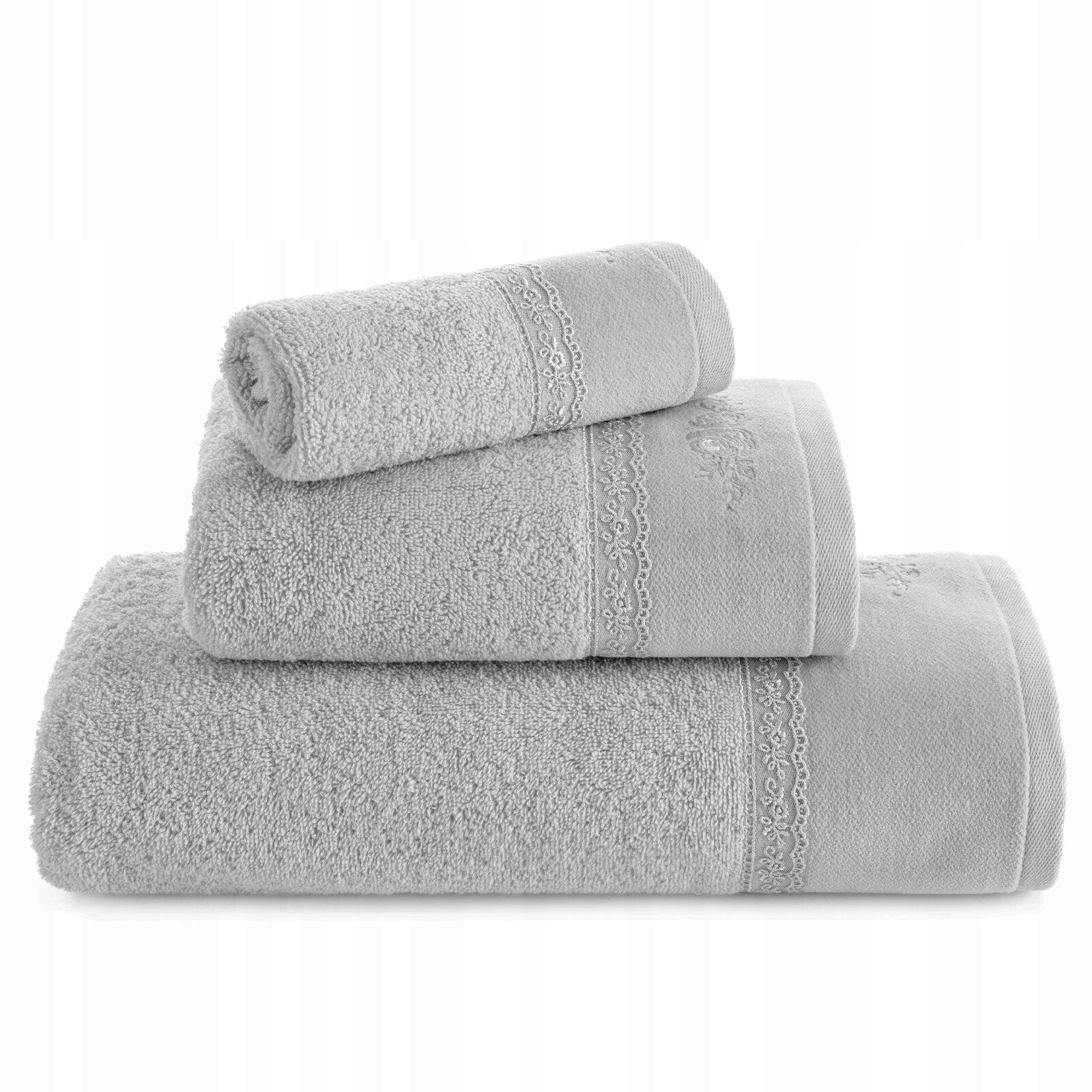 Piękny mięciutki ręcznik kąpielowy bawełna 50x90 srebrny prezent - obrazek 13