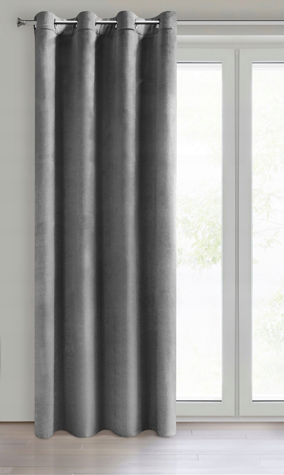 Mięciutka zasłona welwetowa kółka 140x250 stalowy - obrazek 16