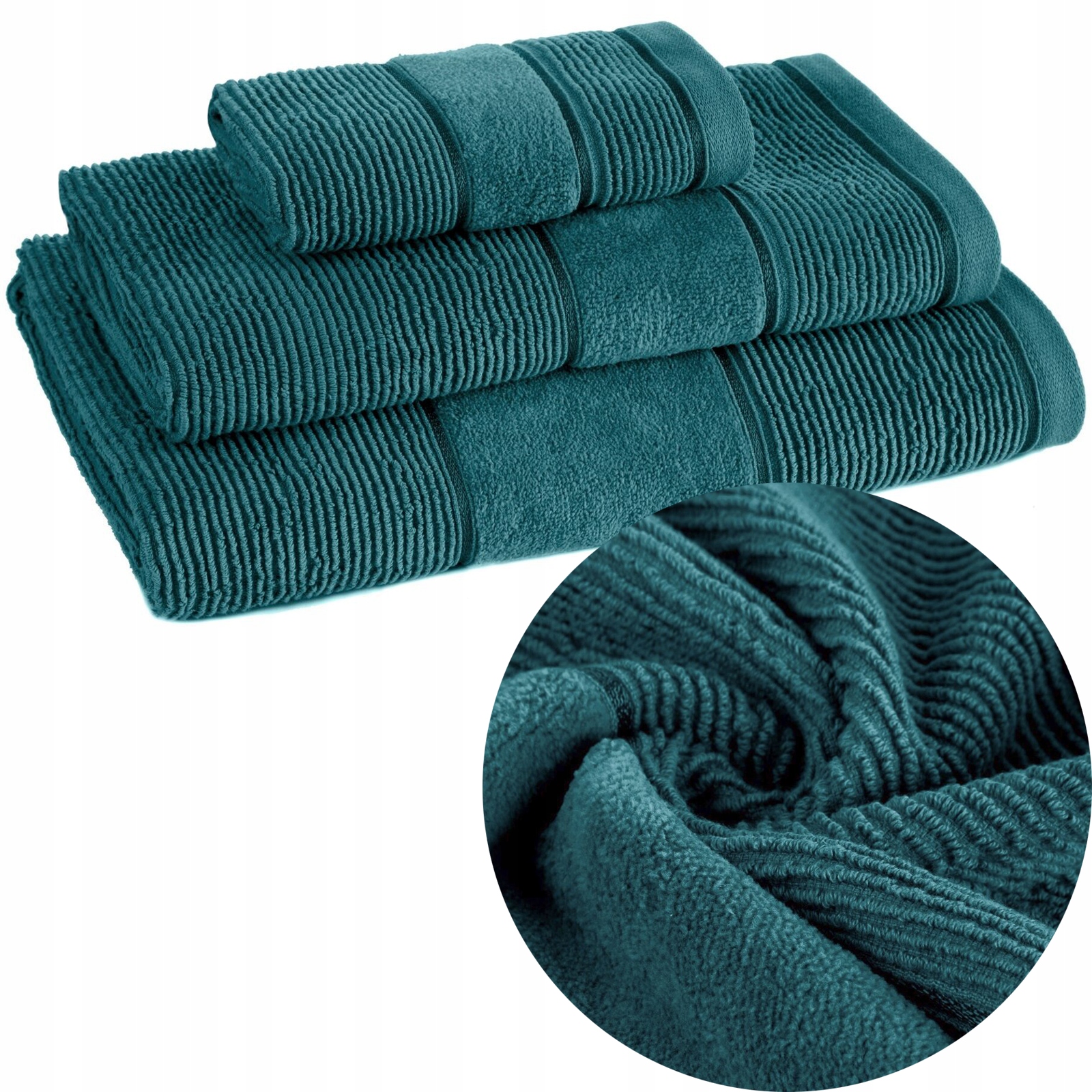 Ręcznik kąpielowy bawełna miękki chłonny c.turkus zestaw 3 szt prezent - obrazek 4