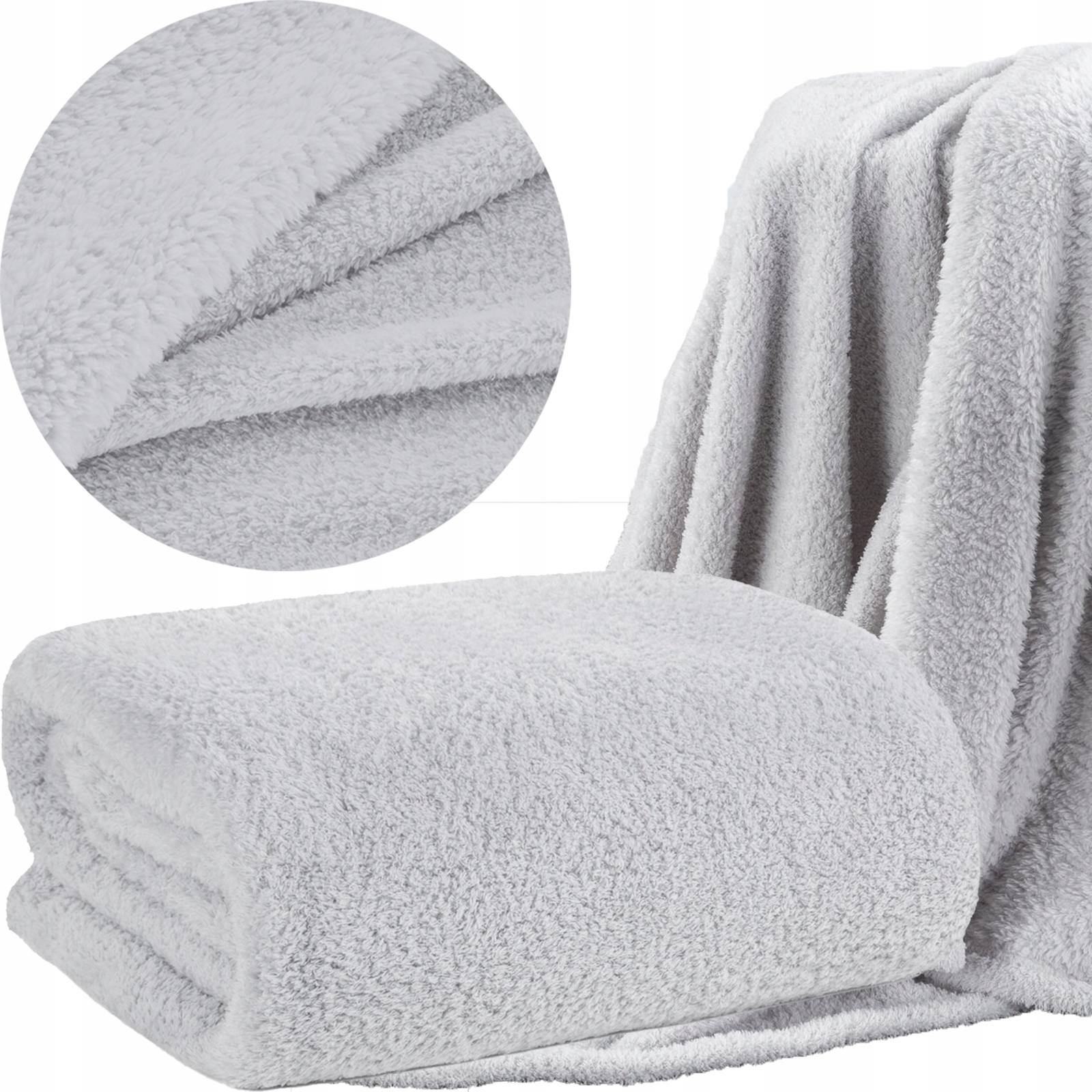 Mięciutki koc narzuta 150x200 srebrny - obrazek 6